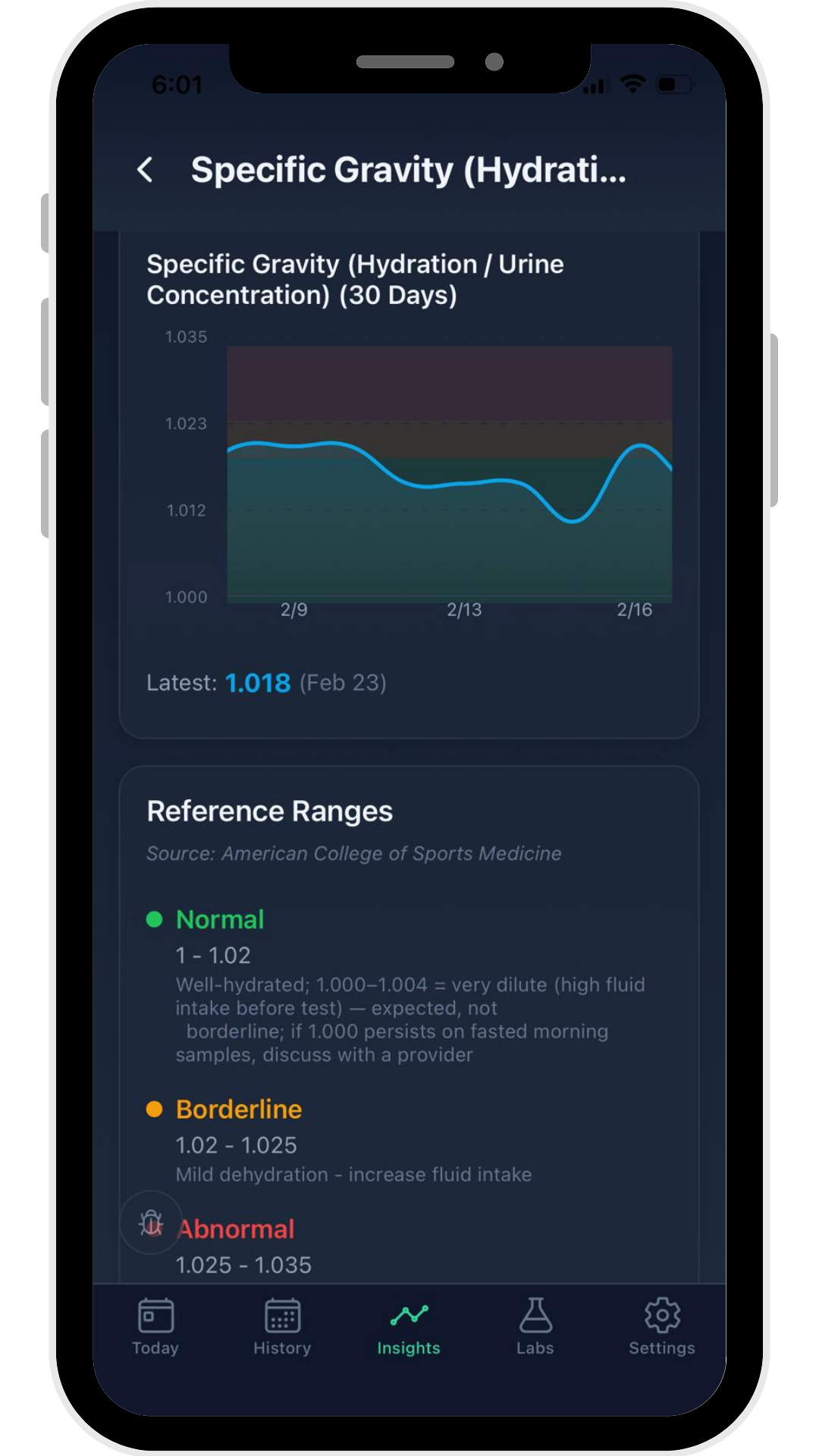 Attune app trend screen